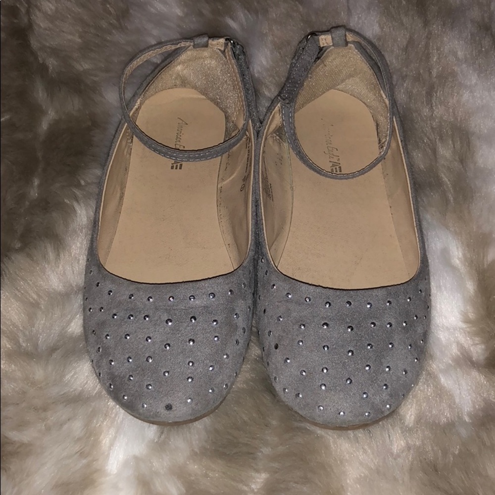 Girls Grey Sparkle Flats